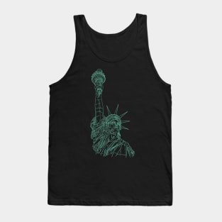 Statue of Liberty in a green line drawing design Tank Top